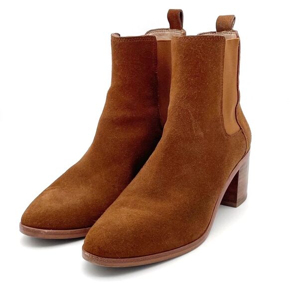 Banana Republic Suede Block Heel Chelsea Boot Whiskey Brown Suede Women’s Size 7 - Picture 4 of 16